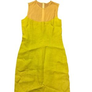 Zang Toi Vintage neon green Sleeveless partial sheer Dress